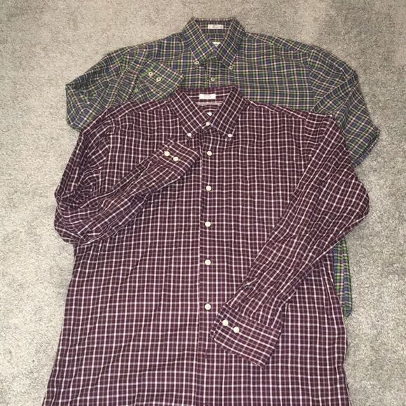 Four (4) Peter Millar executive mens button down LS various plaid check shirt-M - Picture 1 of 13